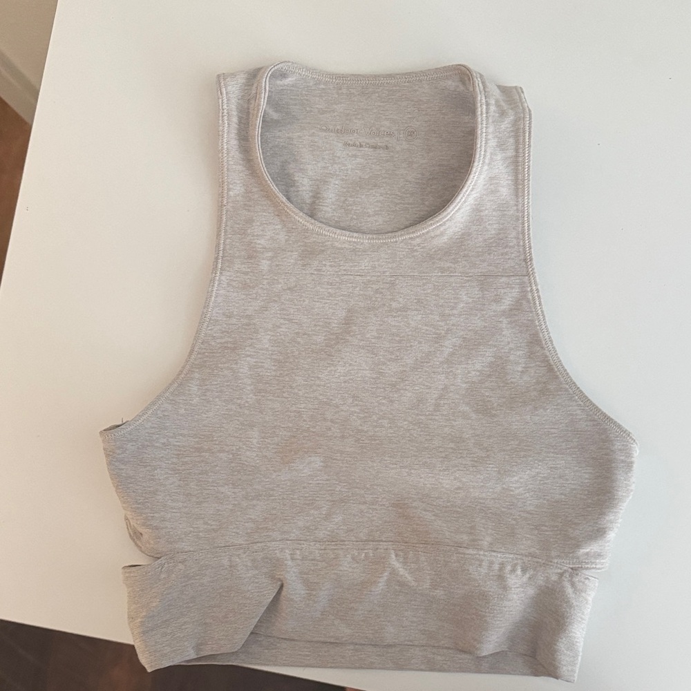 Outdoor Voices Beige Crop Top Sports Bra